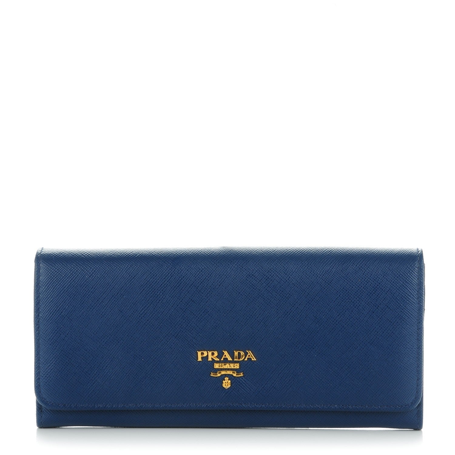 Prada Saffiano Metal Continental Flap Wallet Bleuette 1 of 9