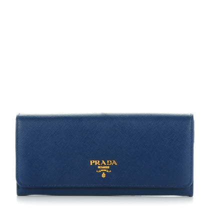 Prada Saffiano Metal Continental Flap Wallet Bleuette 1 of 9