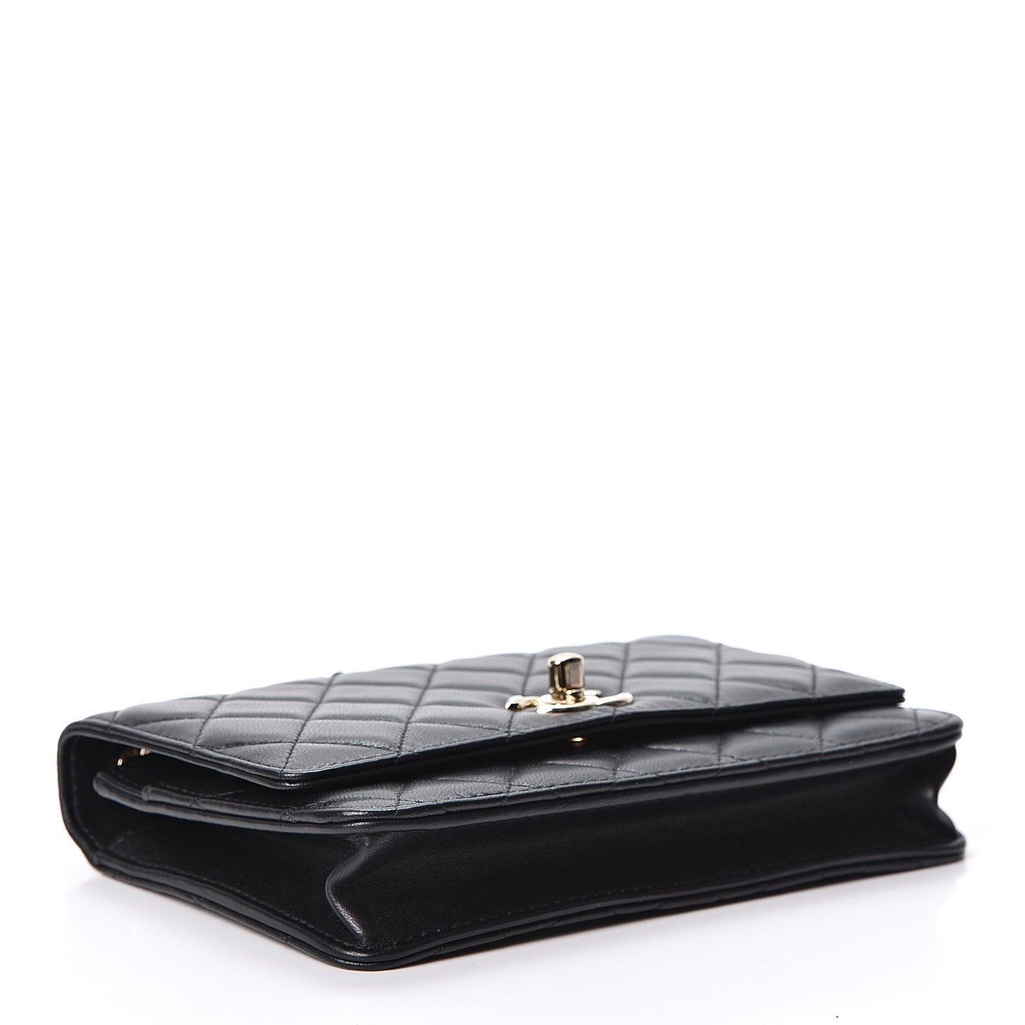 Lambskin Quilted Trendy CC Wallet On Chain WOC Black