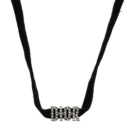 Christian Dior Velvet Crystal Dior Logo Choker Necklace Black White 1 of 5
