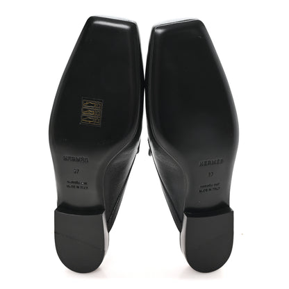 Hermes Goatskin Groupie Mules 37 Black 6 of 9