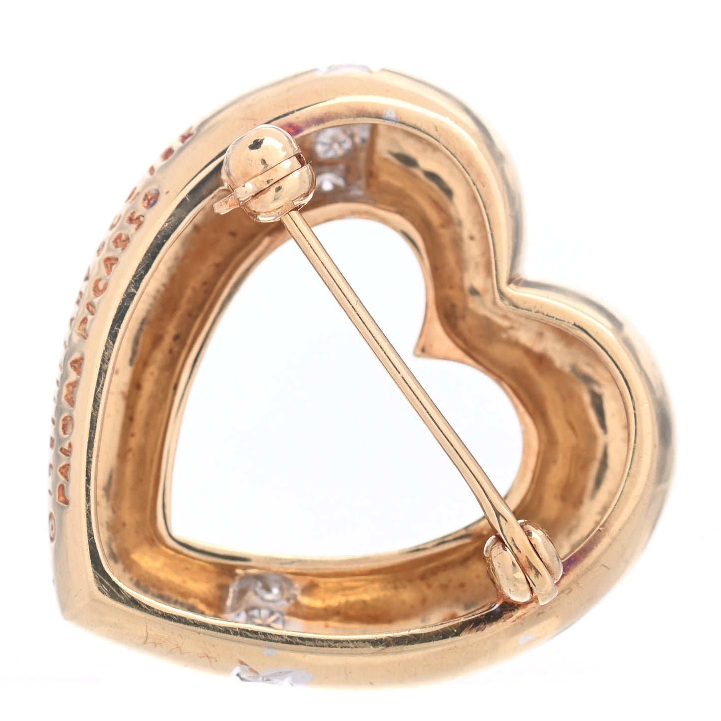 18K Yellow Gold Diamond Paloma Picasso Heart Brooch Pin