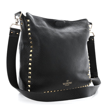 Valentino Garavani Pebbled Calfskin Large Rockstud Flip-Lock Messenger Bag Black 3 of 12