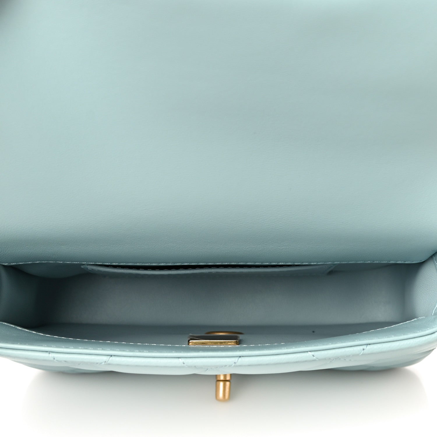 Chanel Lambskin Enamel Quilted Mini Pending CC Square Flap Light Blue 5 of 10