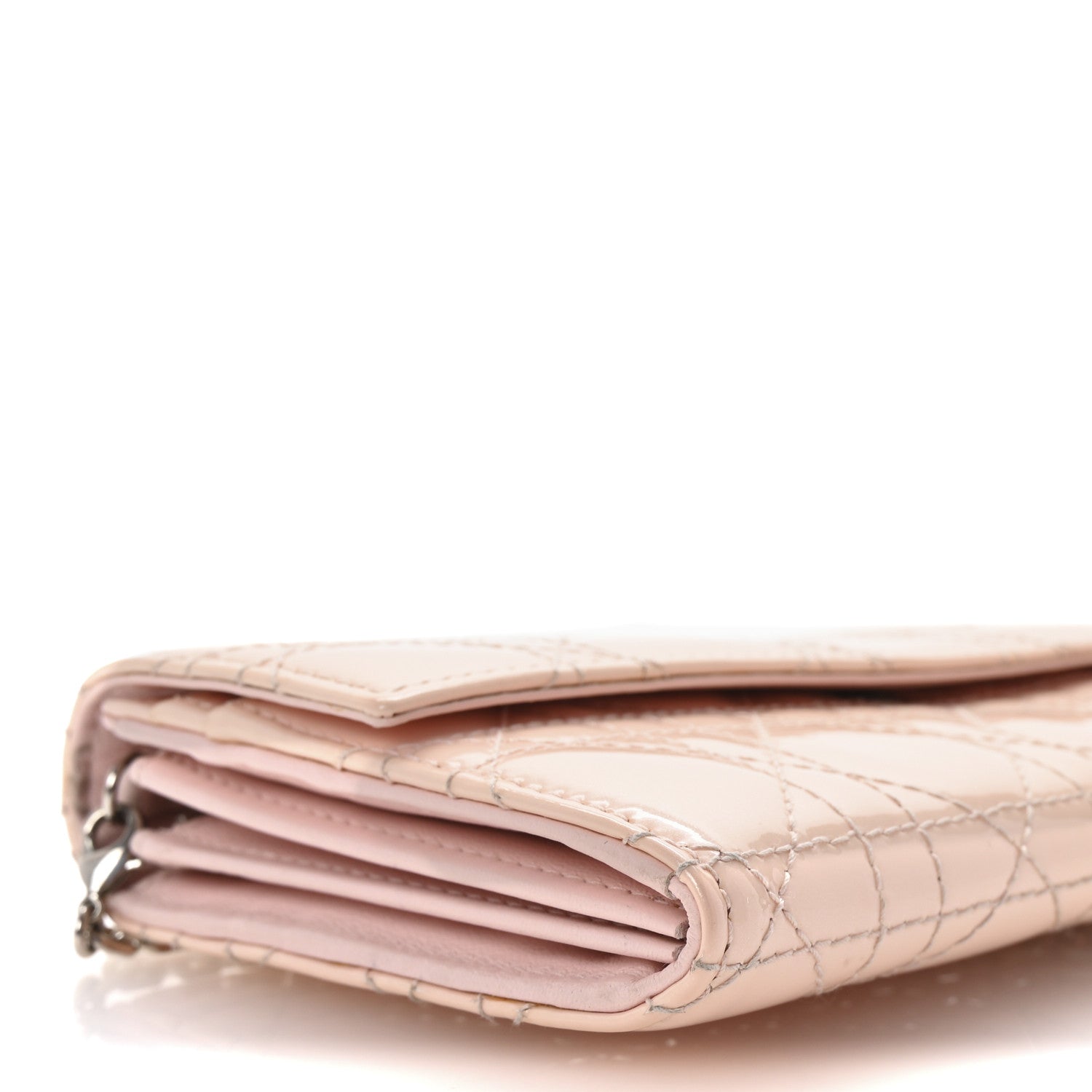 Christian Dior Patent Cannage Lady Dior Rendezvous Wallet On Chain Light Pink 7 of 9
