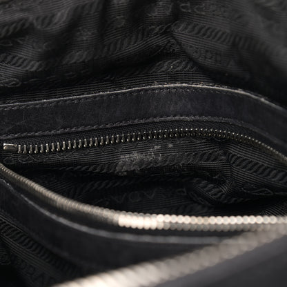 Prada Nylon Calfskin Buckle Shoulder Bag Black 10 of 16