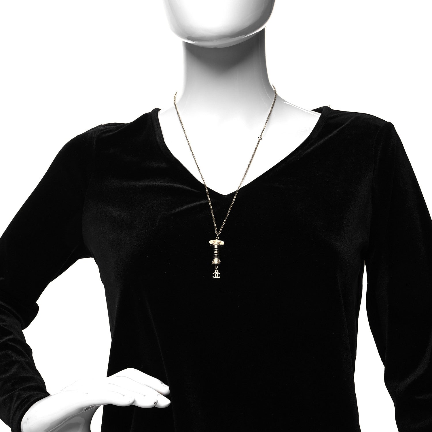 Chanel Ancient Greek Column CC Necklace Gold 2 of 5
