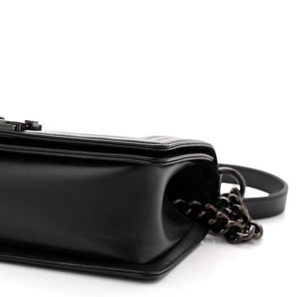 Chanel Calfskin Painted Chevron Embossed Medium Boy Flap Black 10 of 10