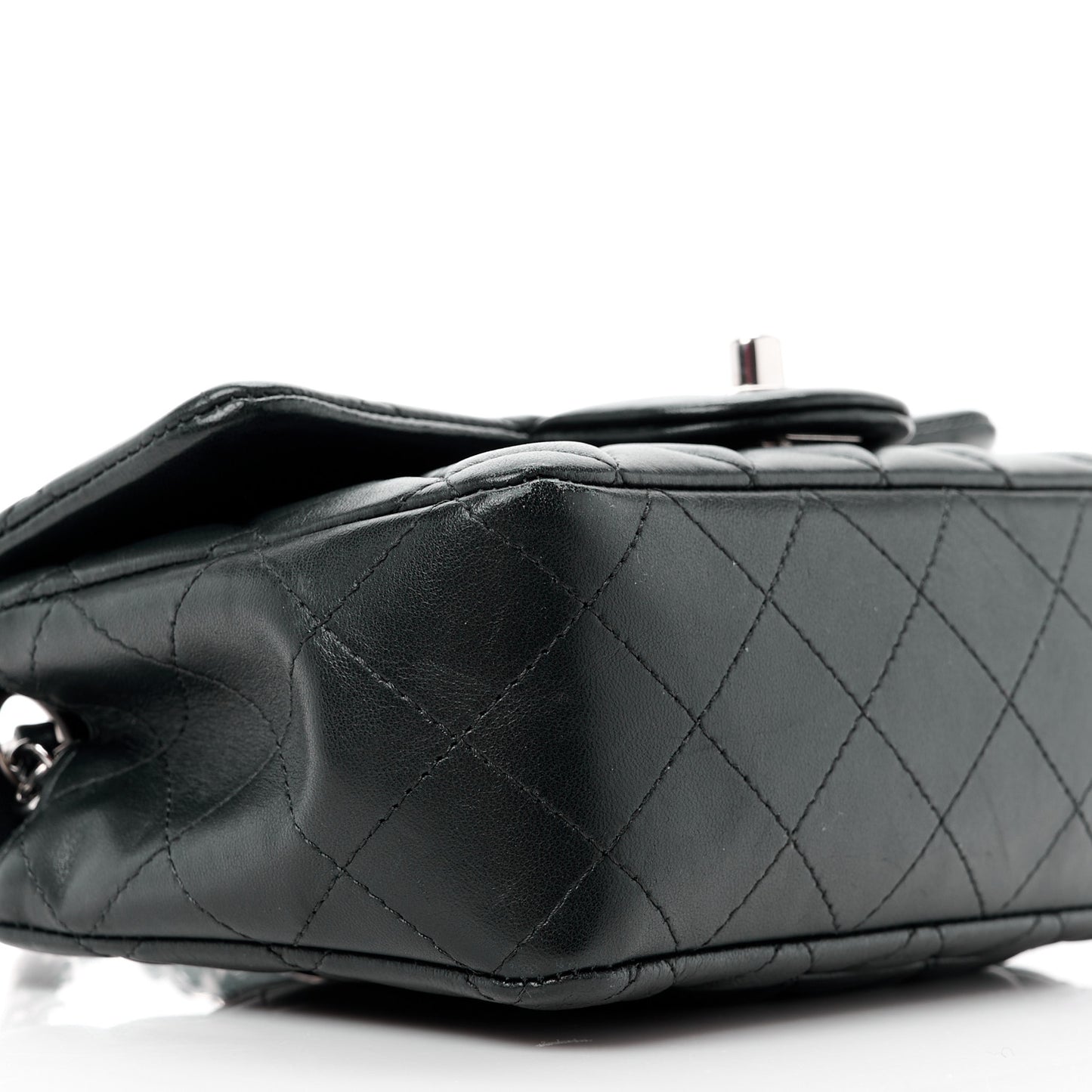 Lambskin Quilted Mini Rectangular Flap Black