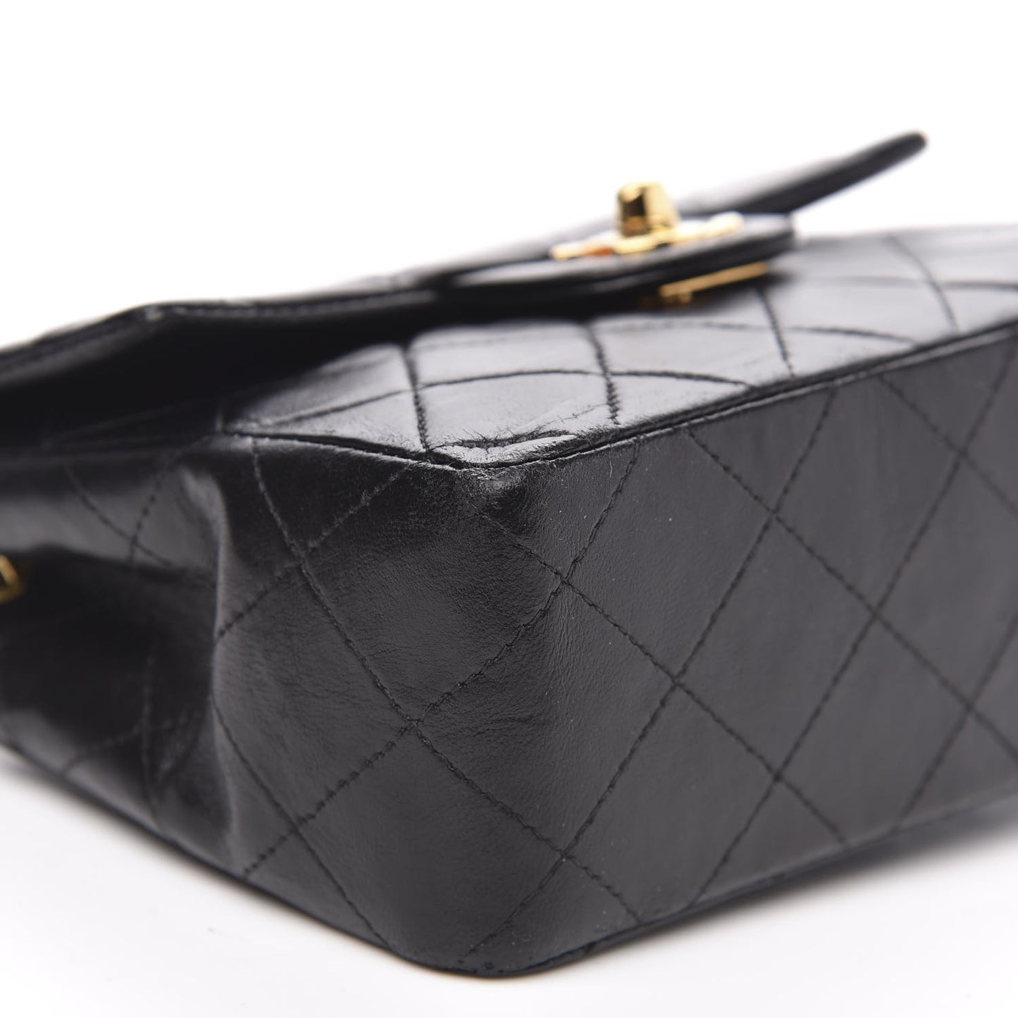 Lambskin Quilted Mini Square Flap Black