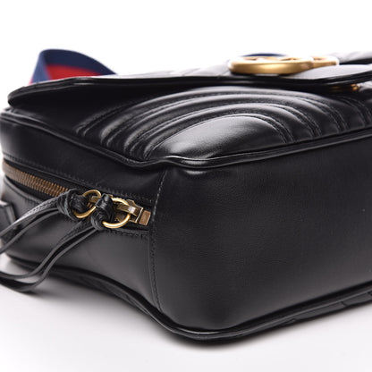 Gucci Calfskin Matelasse Sylvie Web Small GG Marmont Top Handle Shoulder Bag Black 9 of 13
