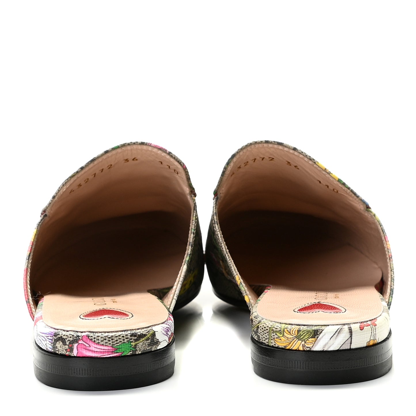 GG Supreme Monogram Flora Womens Princetown Slippers 36 Beige Ebony Multicolor Rosso