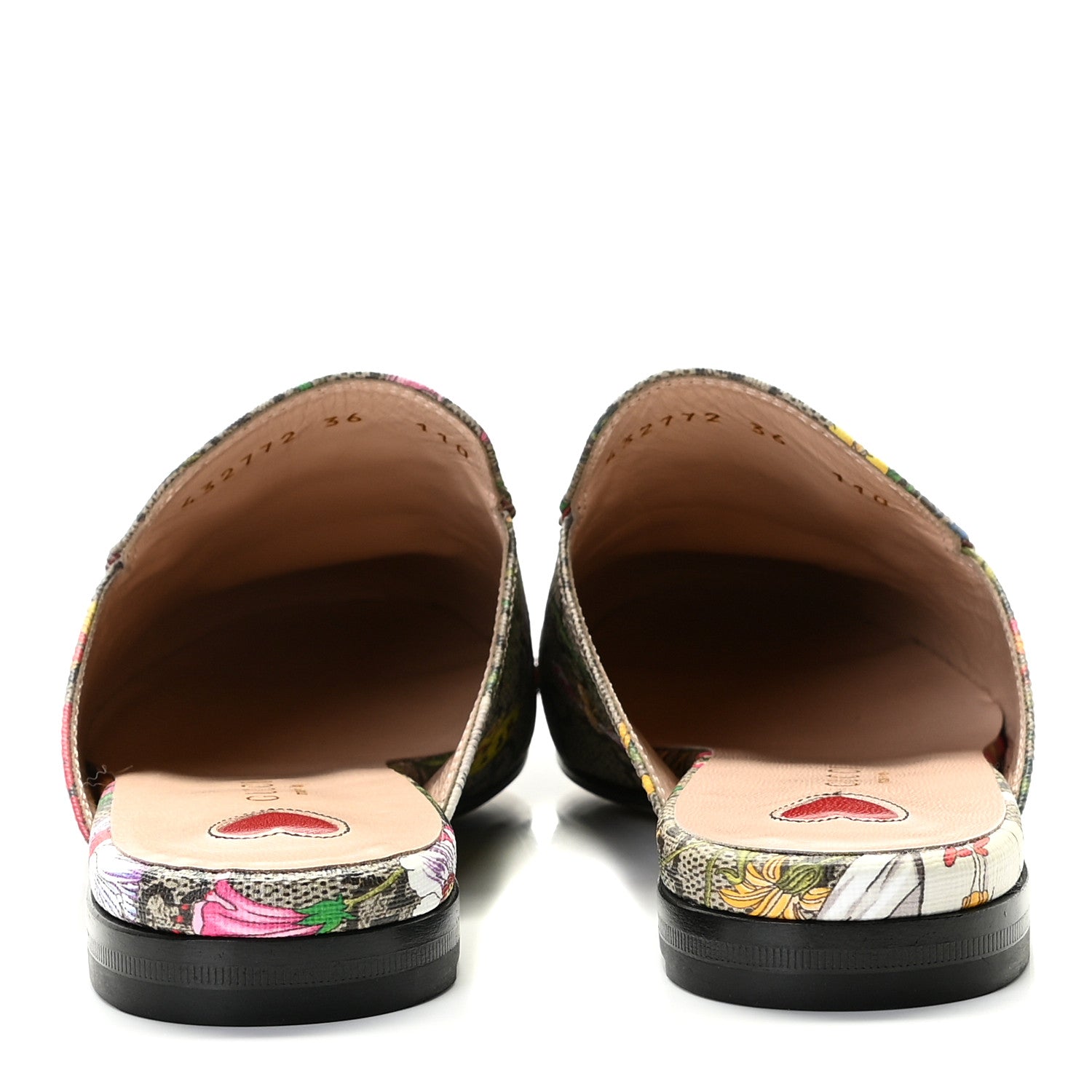 Gucci GG Supreme Monogram Flora Womens Princetown Slippers 36 Beige Ebony Multicolor Rosso 5 of 9