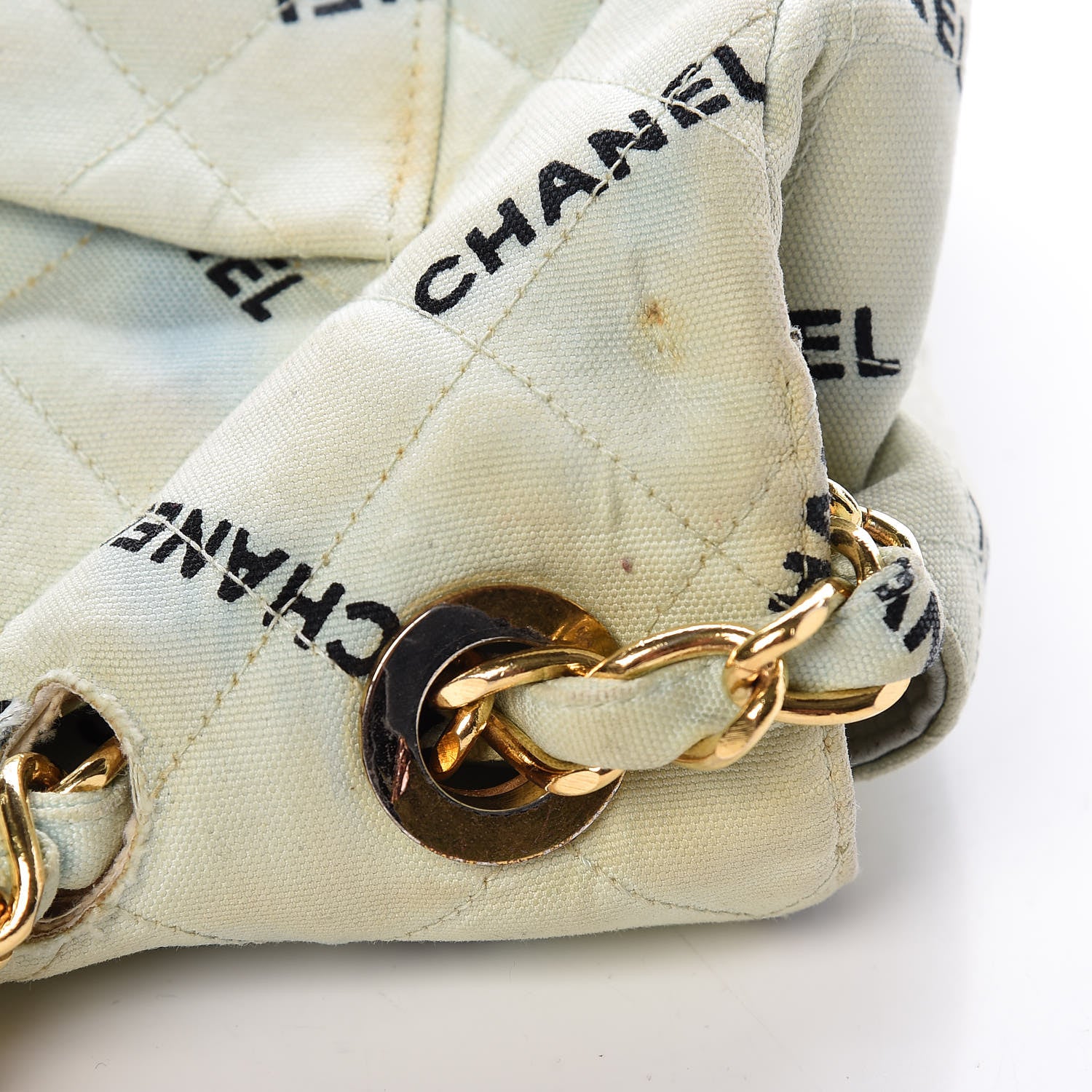 Chanel Canvas Quilted XL Jumbo Single Flap Green 17 of 21