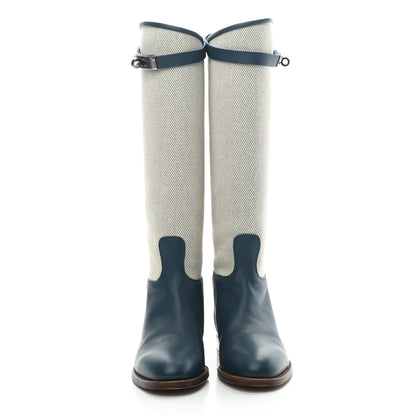 Hermes Box Canvas Kelly Jumping Boots 36 Colvert 2 of 6