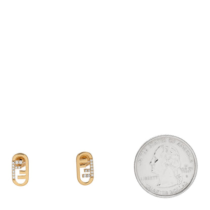 Fendi Metal Crystal FF O'Lock Earrings Gold 2 of 5