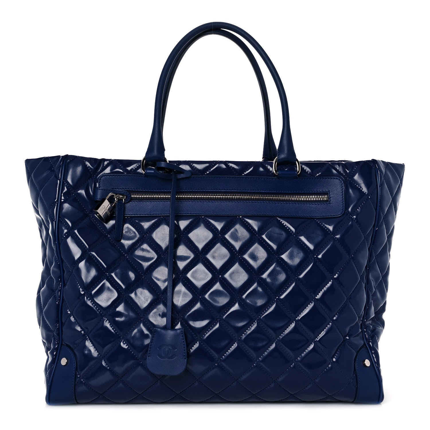 Chanel Patent Quilted Travel Bag Blue 1 of 10