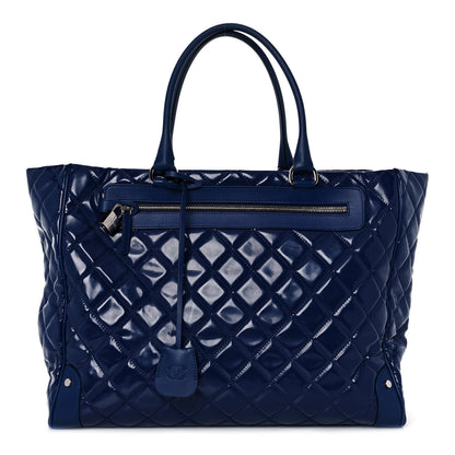 Chanel Patent Quilted Travel Bag Blue 1 of 10