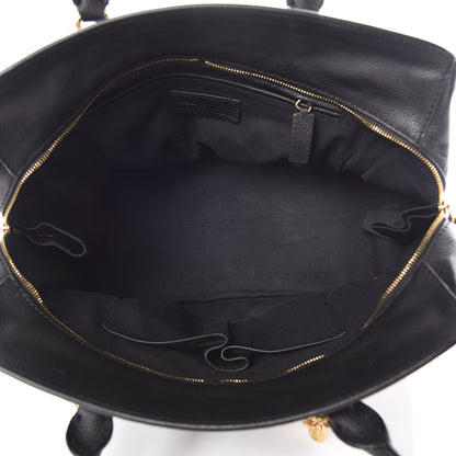 Alexander McQueen Pebbled Calfskin Large Skull Padlock Zip Around Tote Black 6 of 20