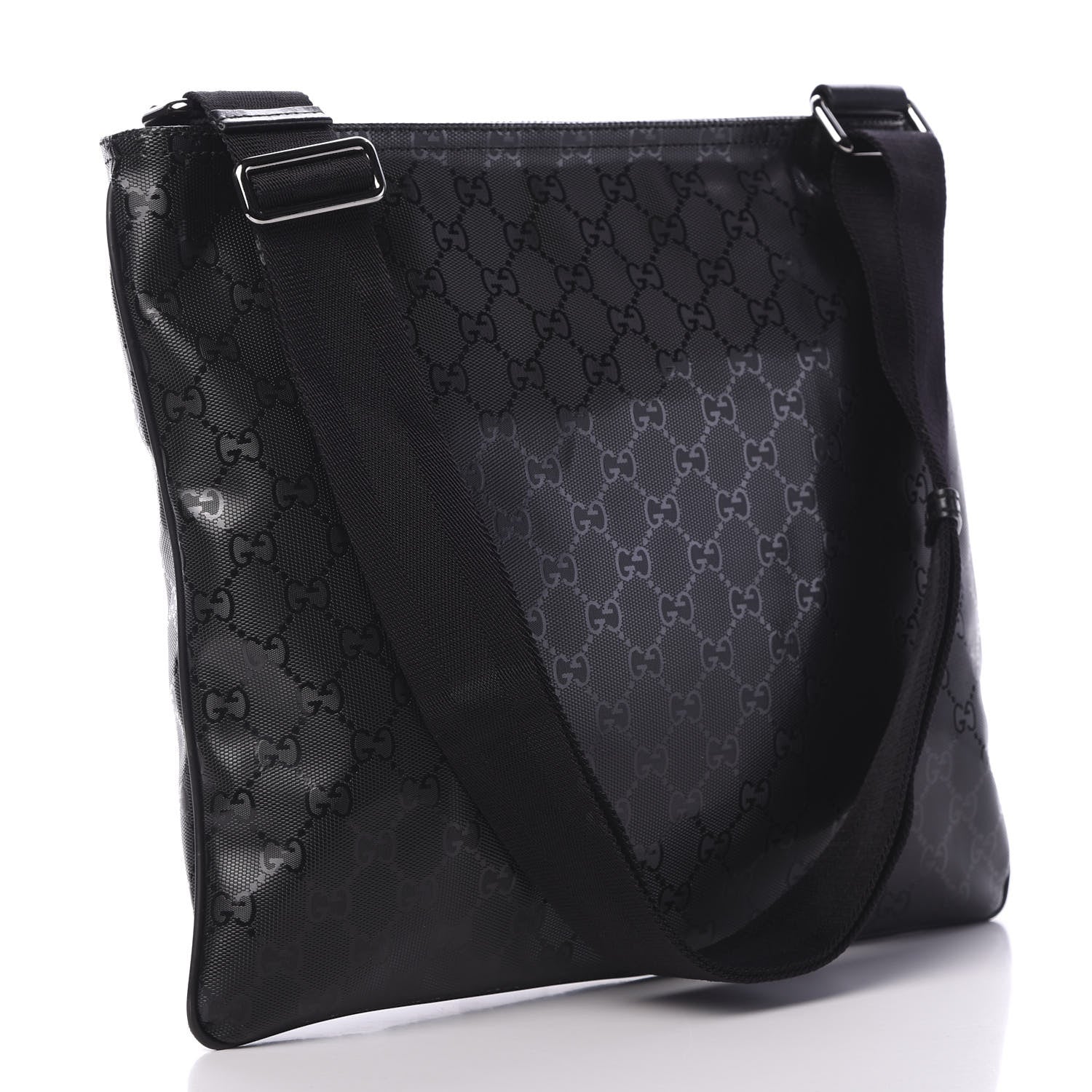 Gucci Imprime Monogram Medium Flat Messenger Bag Black 2 of 9