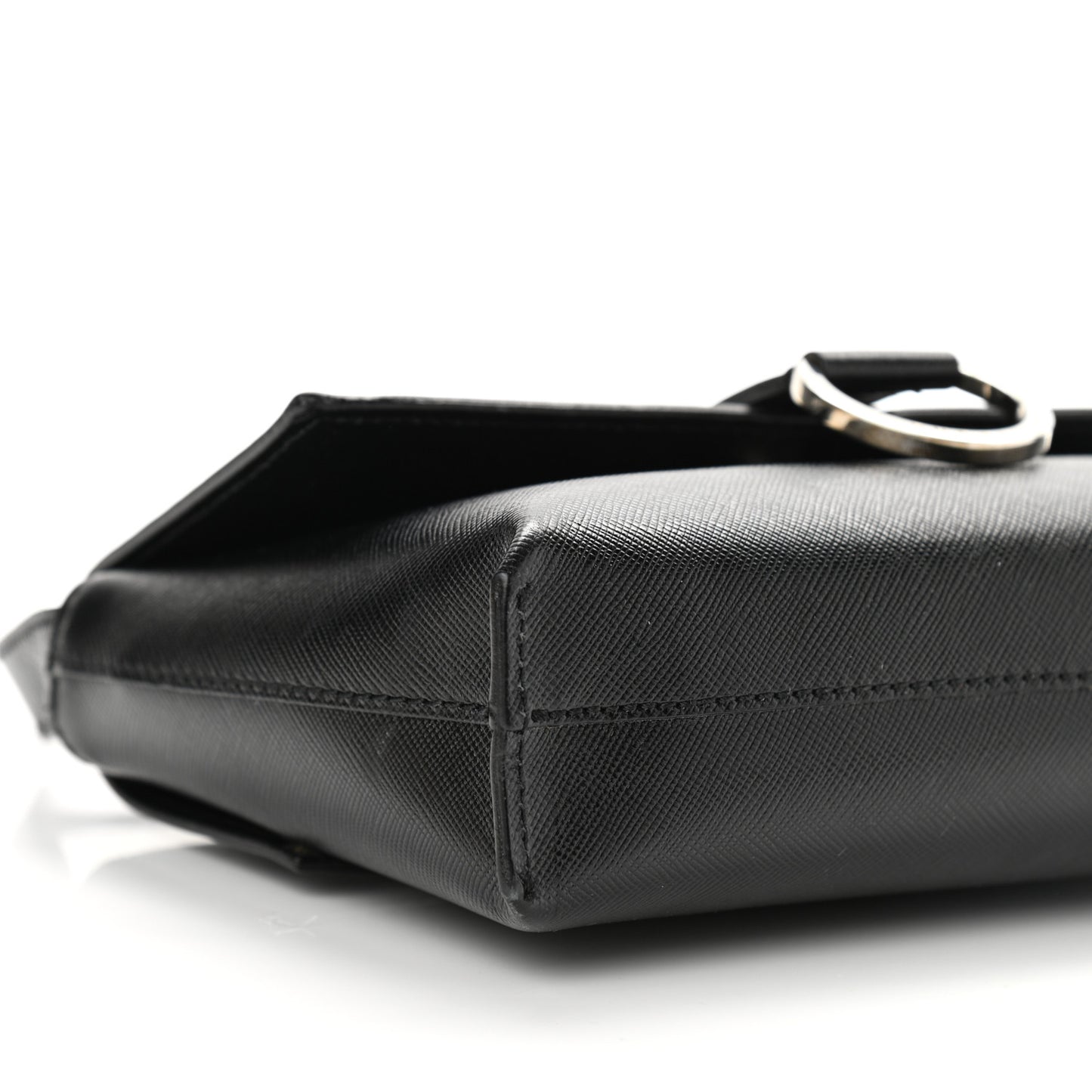Textured Calfskin Shoulder Bag Black