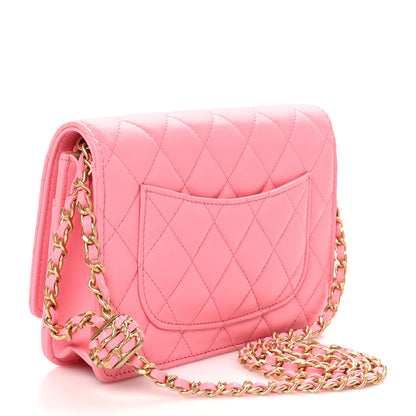 Chanel Lambskin Quilted CC Pearl Crush Wallet on Chain WOC Pink 3 of 10