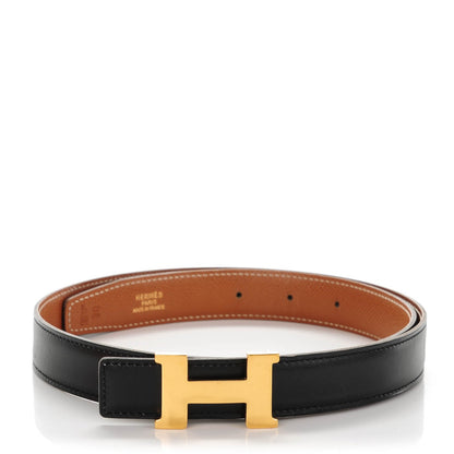 Hermes Box Courchevel 24mm Constance H Belt 80 Black Gold 1 of 6