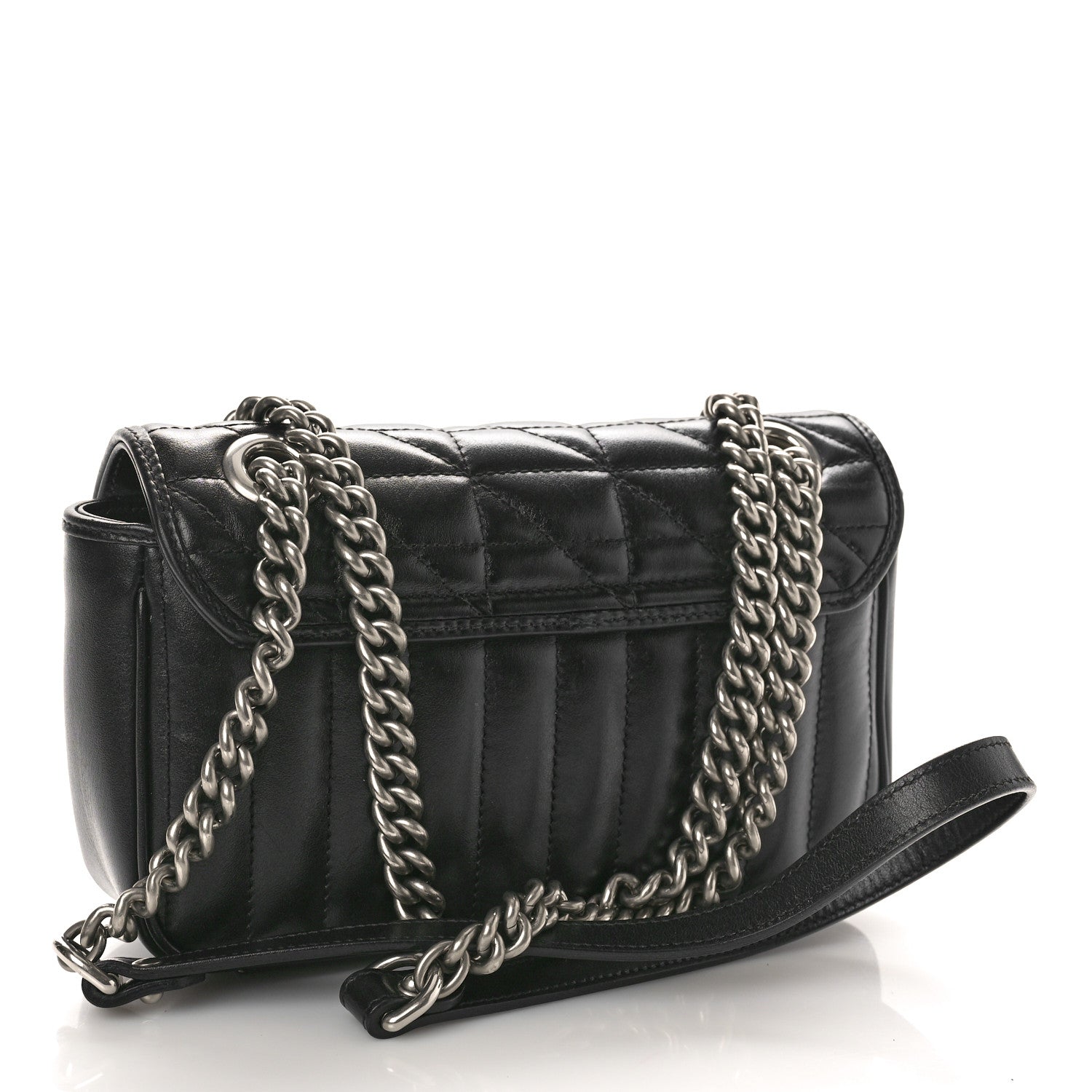 Gucci Calfskin Matelasse Aria Mini GG Marmont Shoulder Bag Black 3 of 10