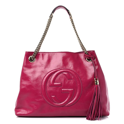 Gucci Vernice Naplack Medium Soho Chain Shoulder Bag Bright Bouganville 1 of 15