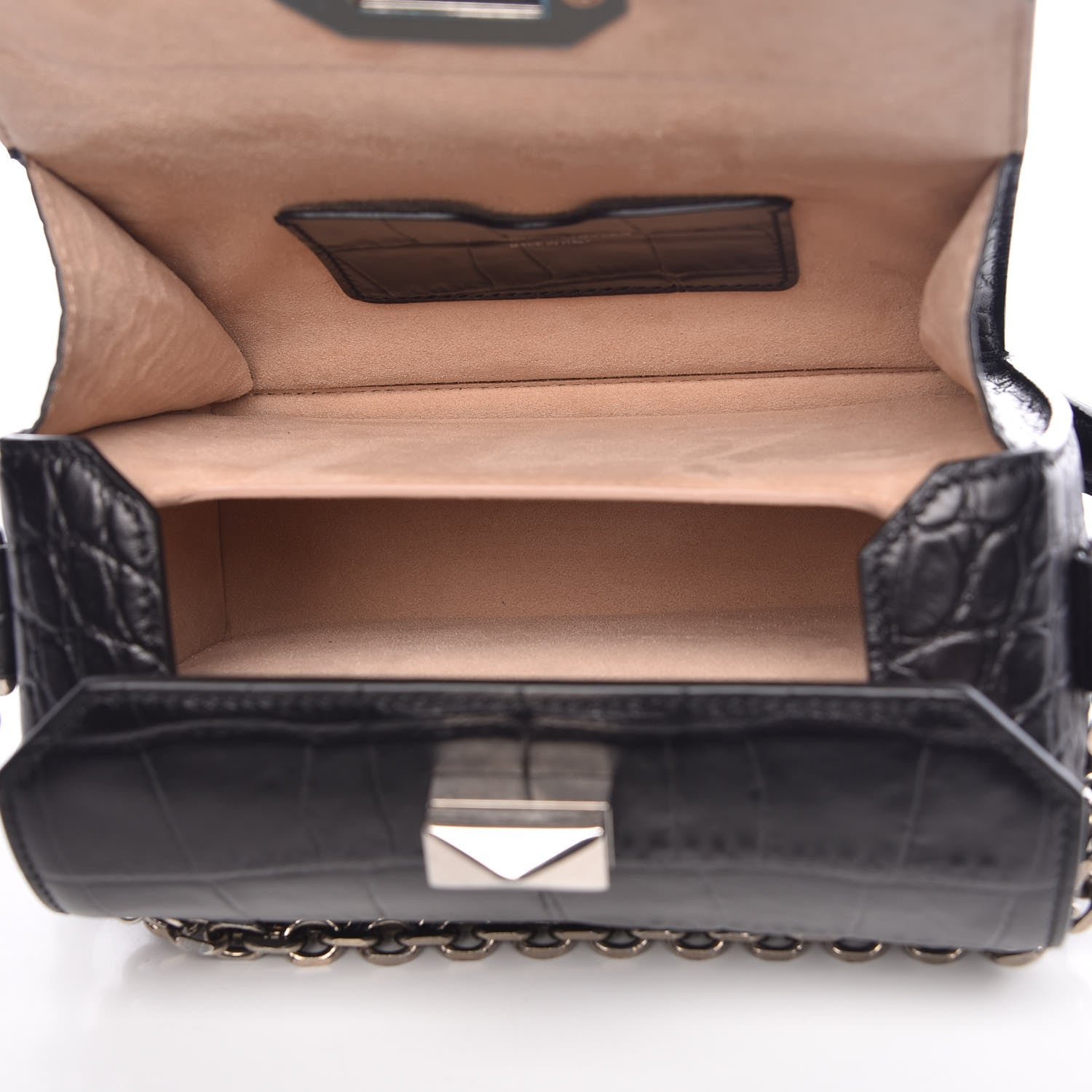 Alexander McQueen Calfskin Crocodile Embossed Box Shoulder Bag 19 Black 5 of 6