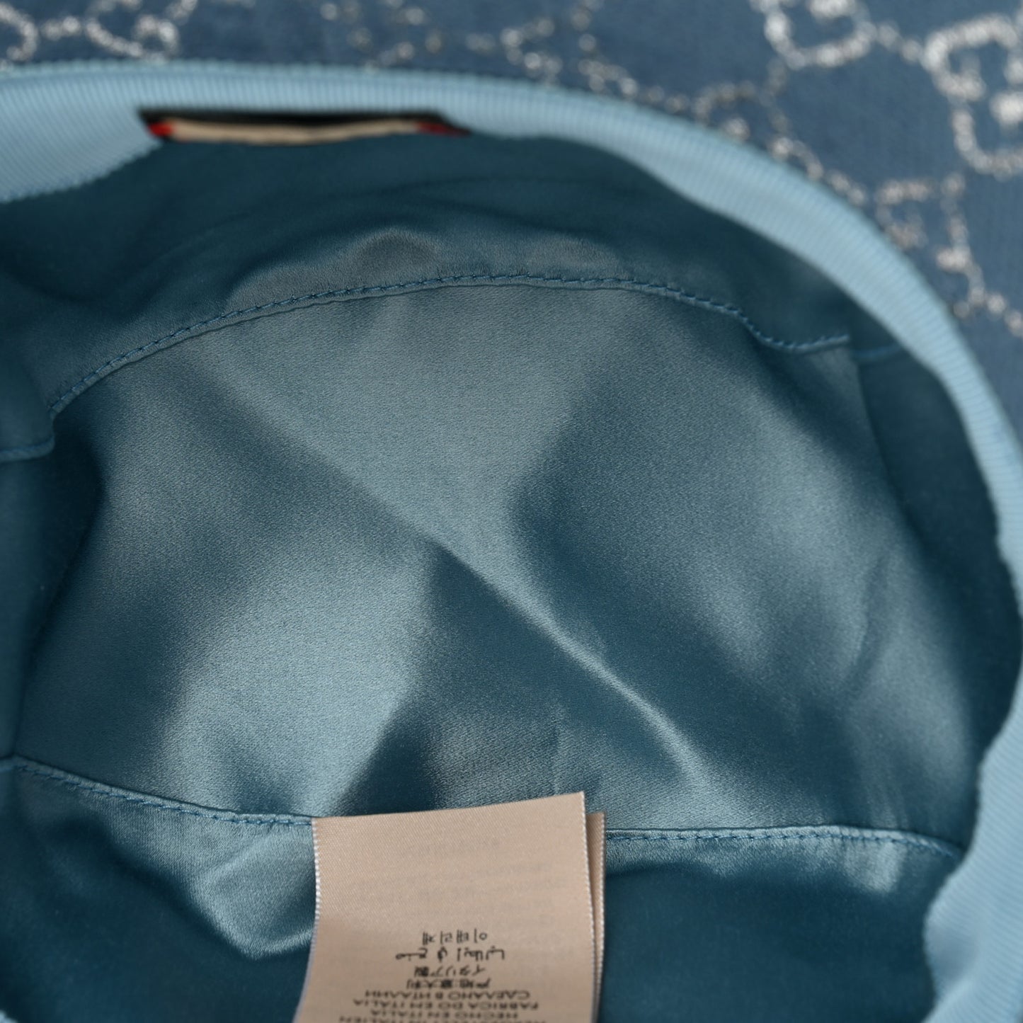 Canvas Lame GG Monogram Bucket Hat M Light Blue Silver