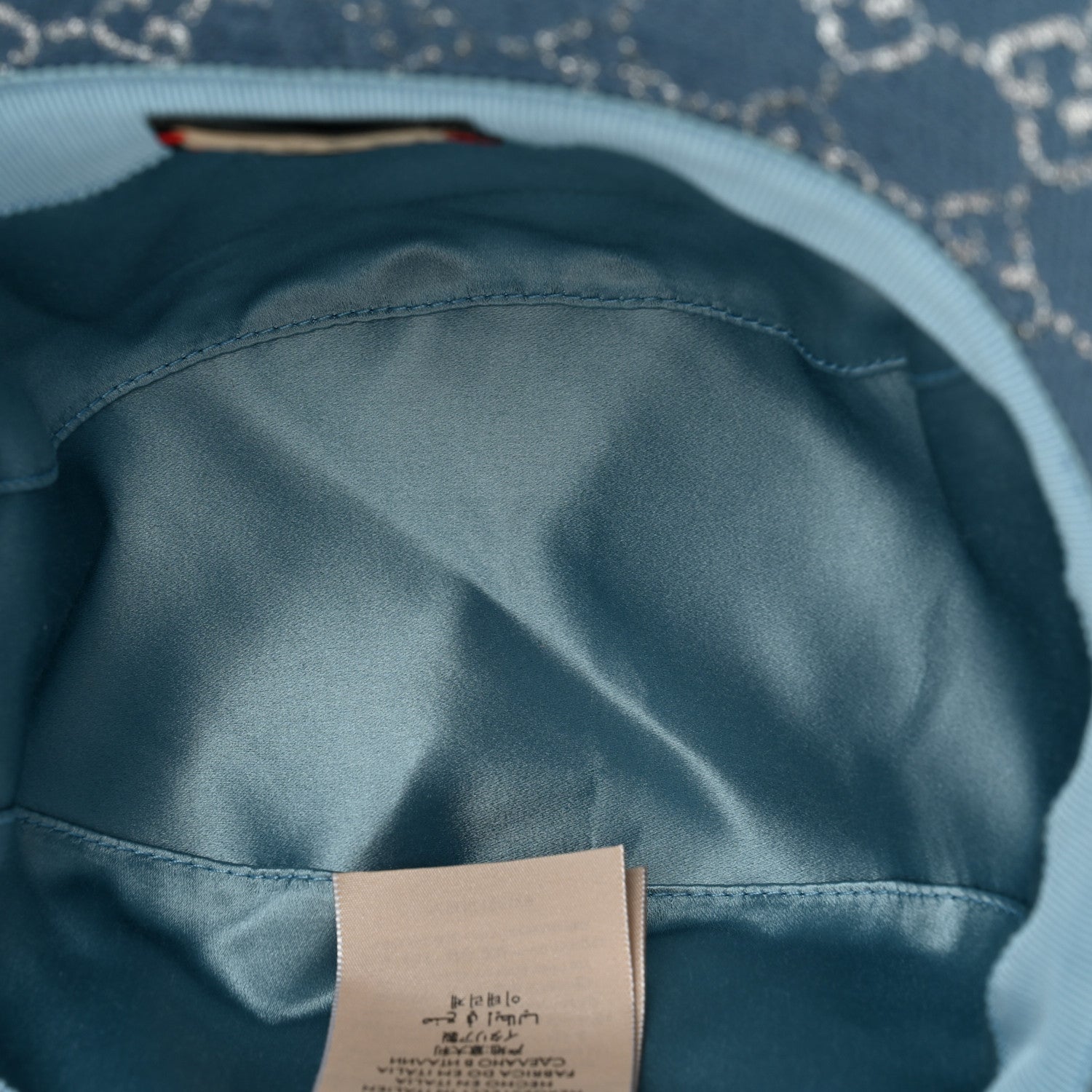 Gucci Canvas Lame GG Monogram Bucket Hat M Light Blue Silver 7 of 10