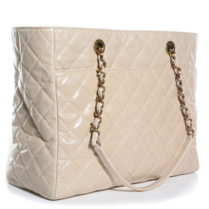 Chanel Glazed Calfskin Quilted Bubble CC Tote Light Beige 3 of 7