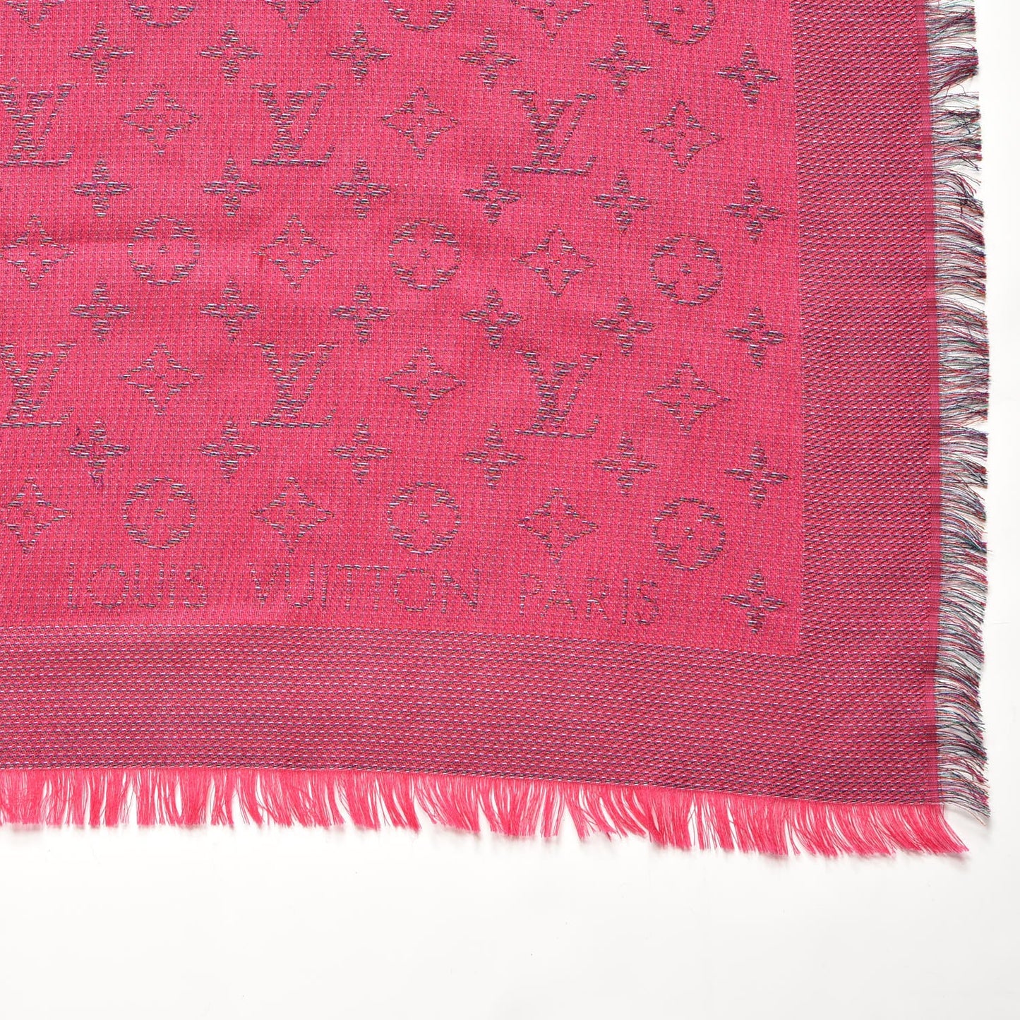 Jacquard Silk Wool Monogram Rainbow Shawl