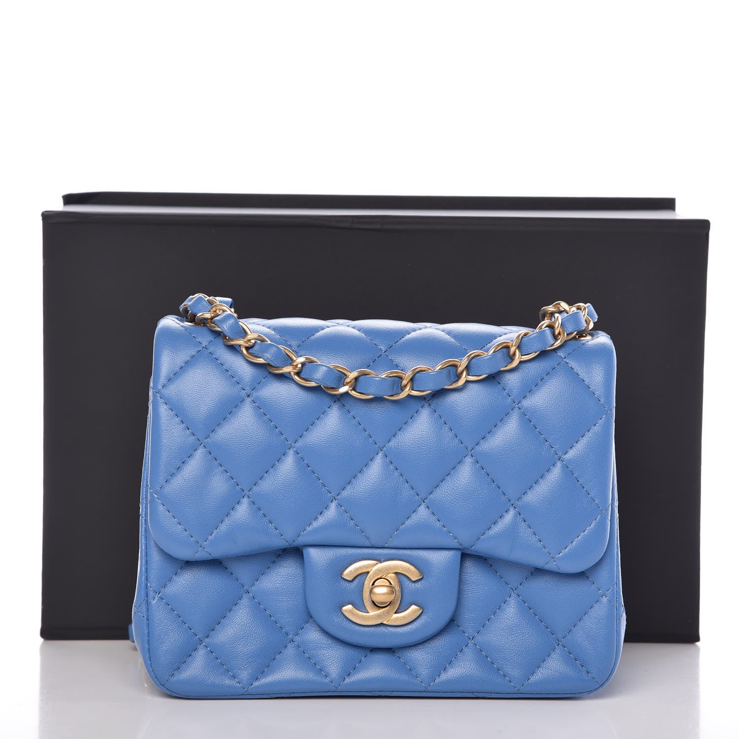 Chanel Lambskin Quilted Mini Square Flap Blue 10 of 10