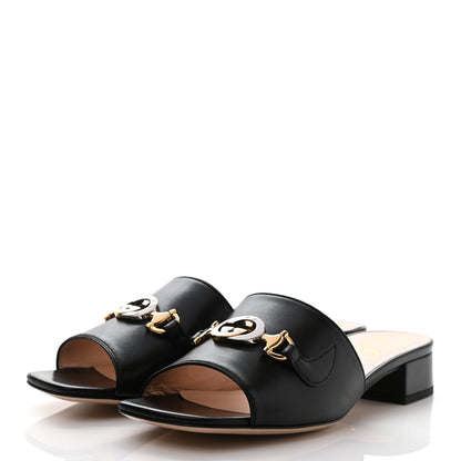 Gucci Malaga Kid Zumi Mid Heel Slide Sandals 36.5 Black 3 of 11