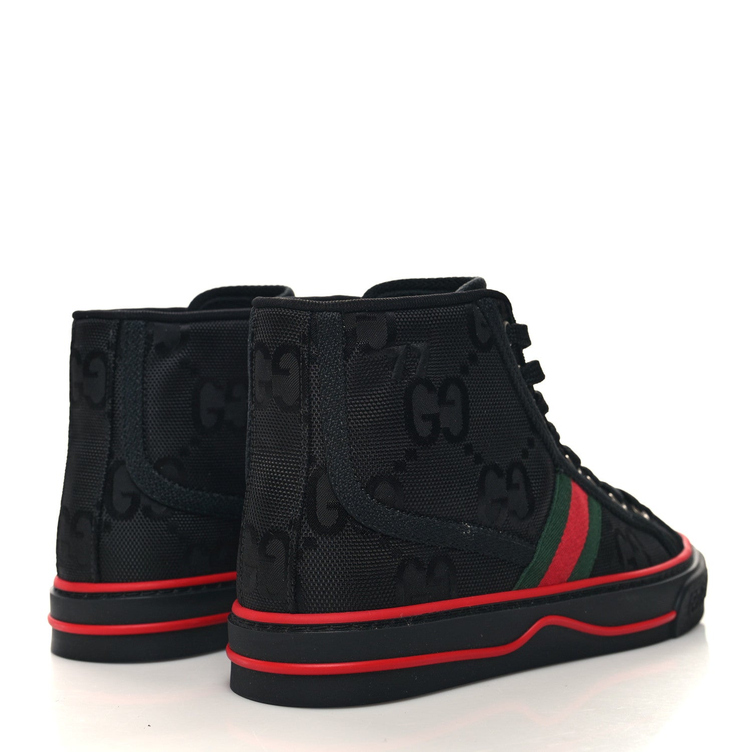 Gucci Econyl Nylon Web Monogram Off The Grid Womens 1977 Tennis High Top Sneakers 35 Black 4 of 8
