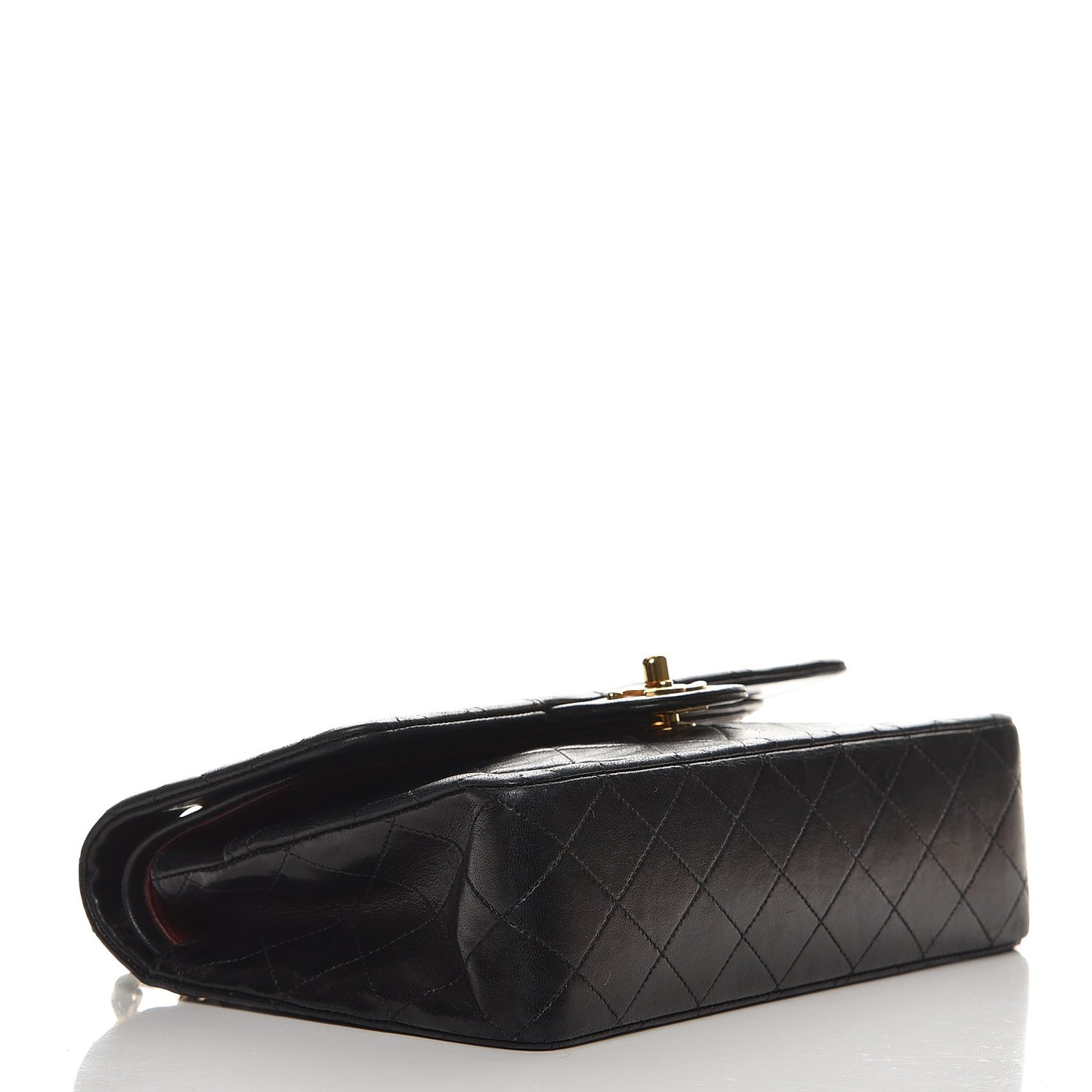 Lambskin Quilted Medium Double Flap Black