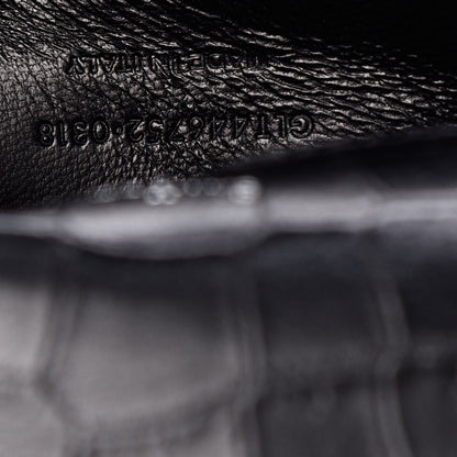 Saint Laurent Calfskin Crocodile Embossed Large Classic Monogram Kate Satchel Black 7 of 9