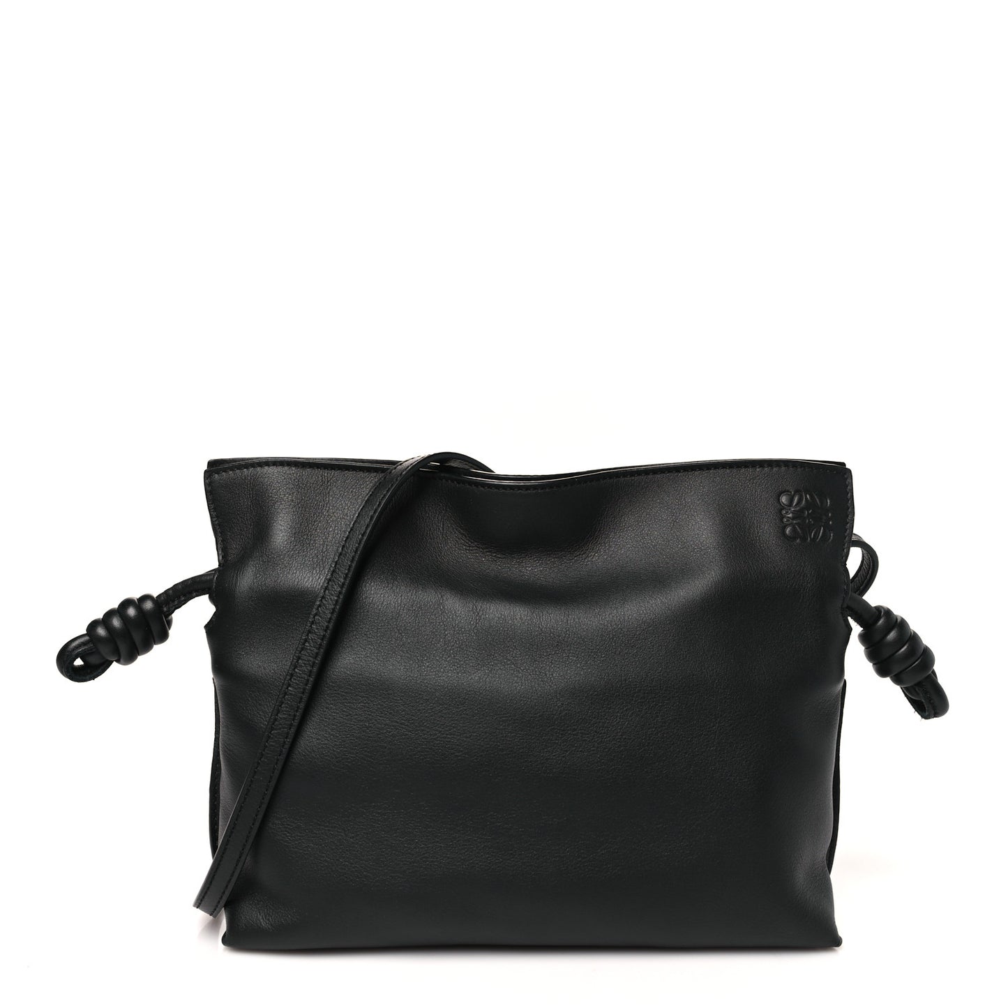 Calfskin Mini Flamenco Knot Clutch Black