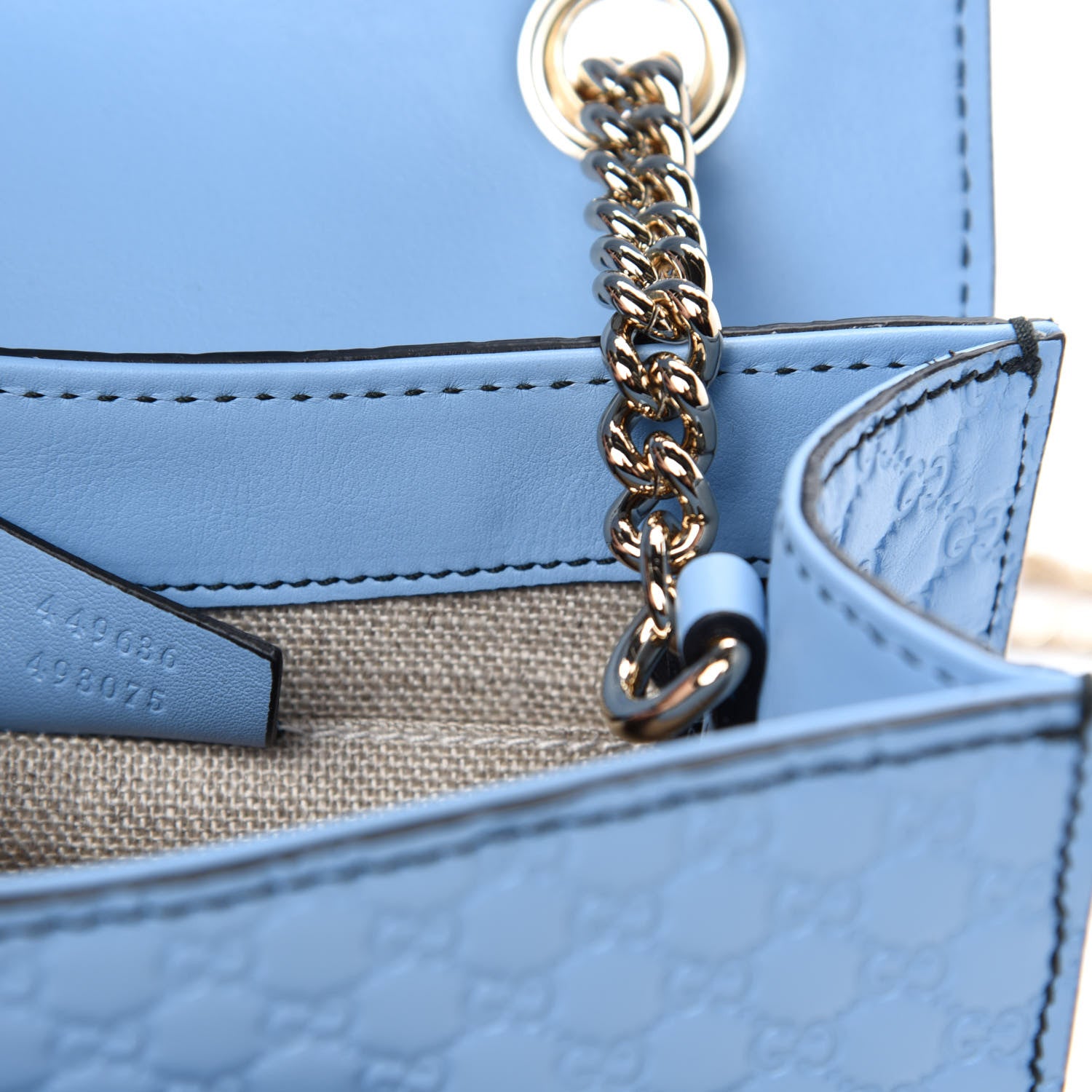Gucci Soft Microguccissima Mini Emily Chain Shoulder Bag Mineral Blue 10 of 11