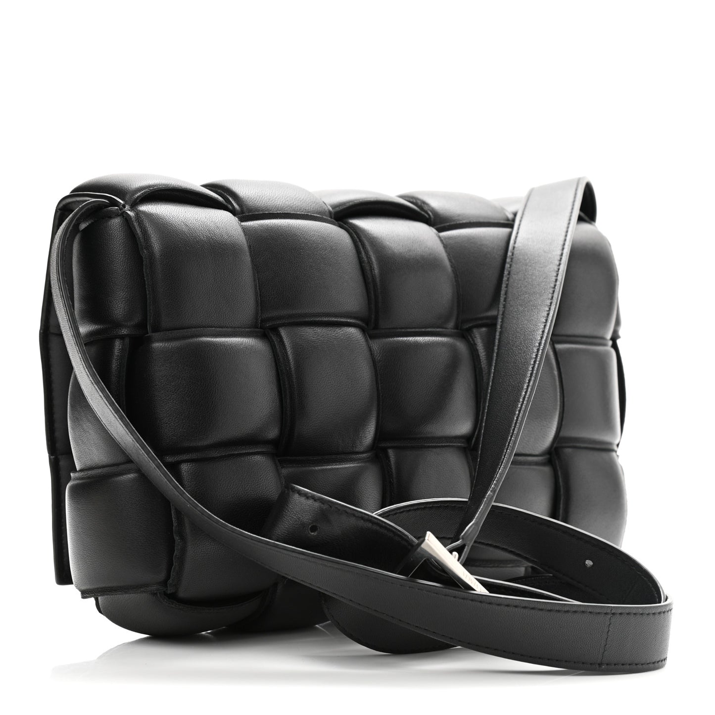 Nappa Maxi Intreccio Padded Cassette Crossbody Bag Black