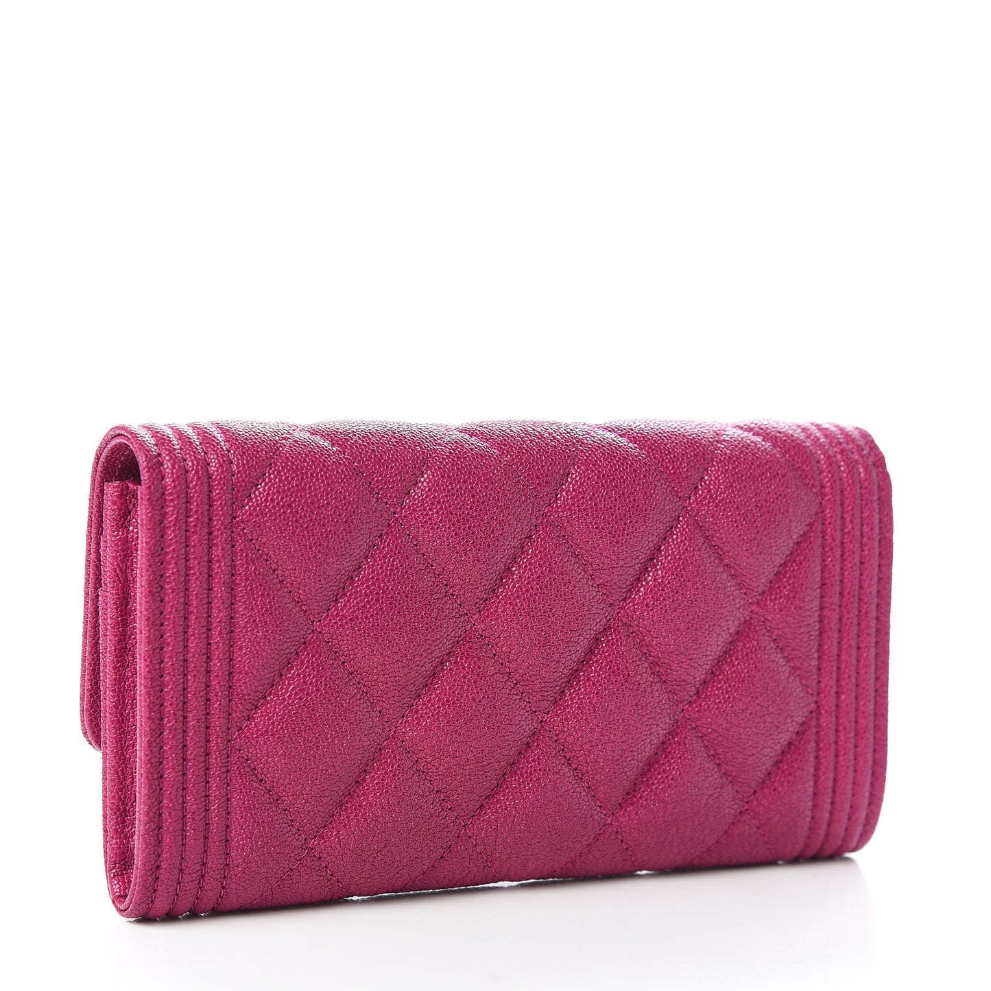 Caviar Quilted Medium Boy Flap Wallet Fuchsia