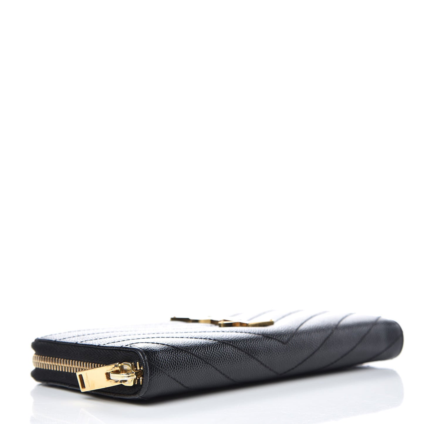 Grain De Poudre Matelasse Chevron Monogram Zip Around Wallet Black