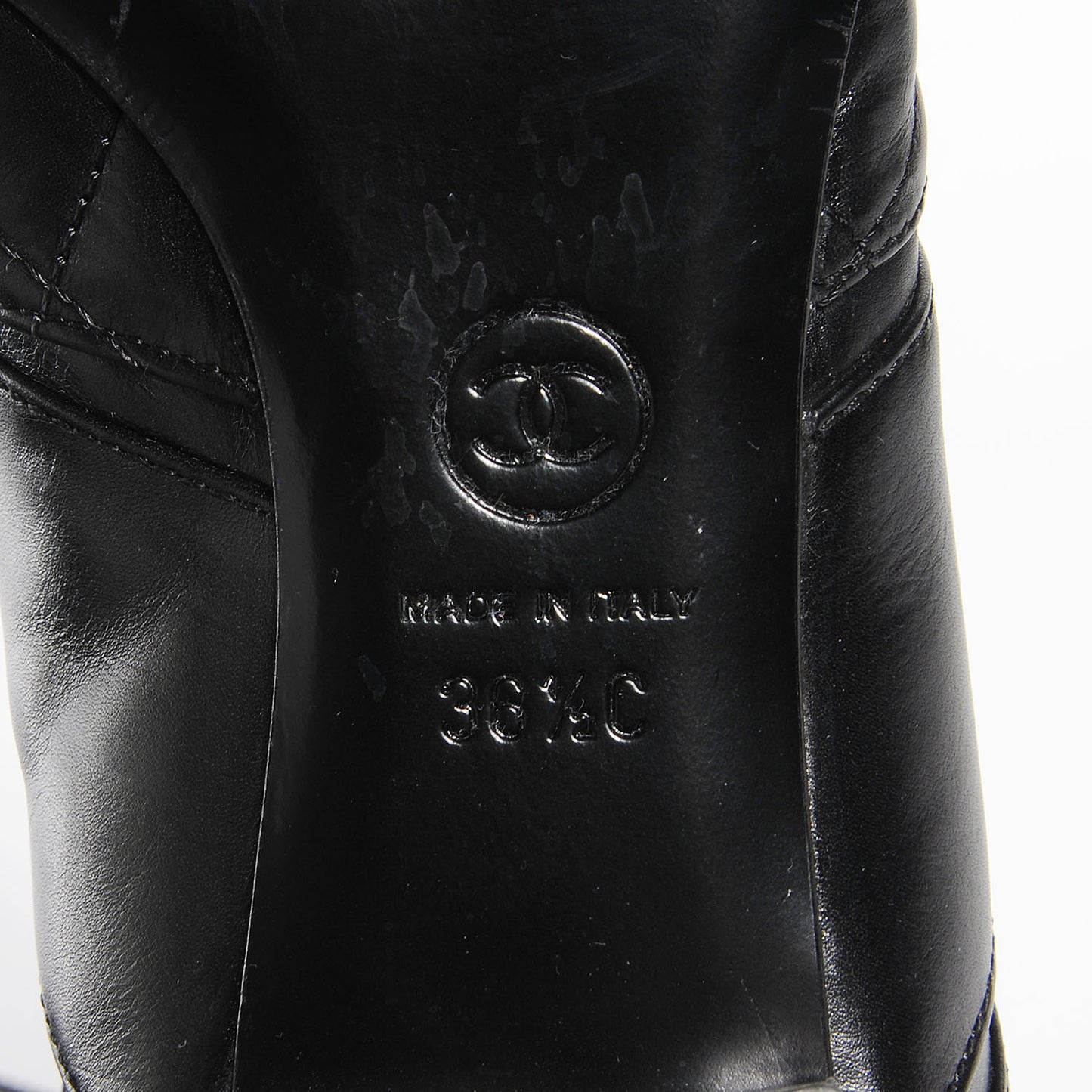Lambskin Quilted Over the Knee Boots 36.5 Black