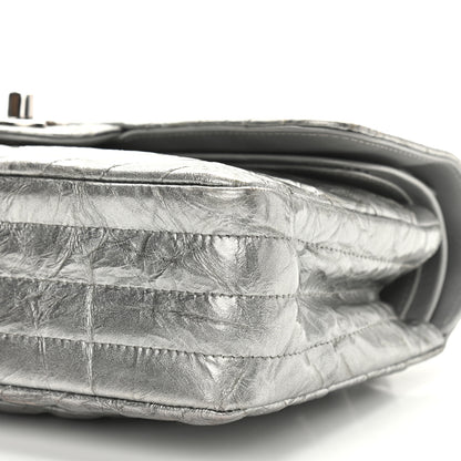 Chanel Metallic Crumpled Calfskin Chevron Quilted Mini Rectangular Flap Silver 9 of 9