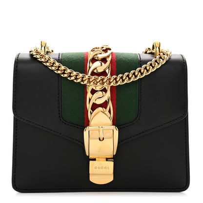 Gucci Calfskin Mini Sylvie Chain Shoulder Bag Black 1 of 11