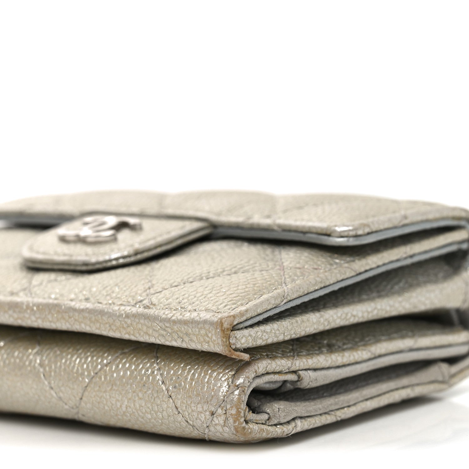 Chanel Metallic Caviar Quilted Double Flap Wallet Silver 9 of 9