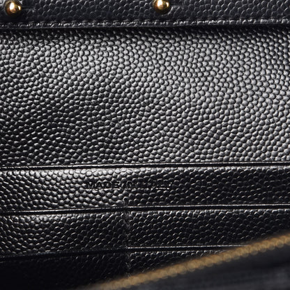 Saint Laurent Grain De Poudre Matelasse Chevron Medium Monogram Chain Wallet Black 7 of 10