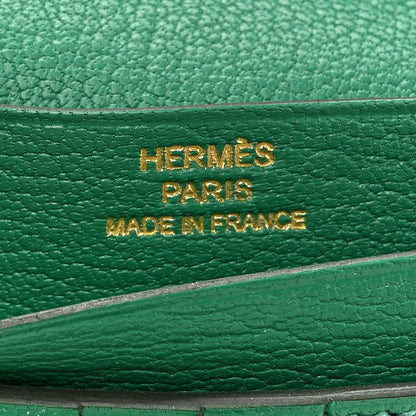 Hermes Ostrich Bearn Compact Wallet Vert Vertigo 7 of 9